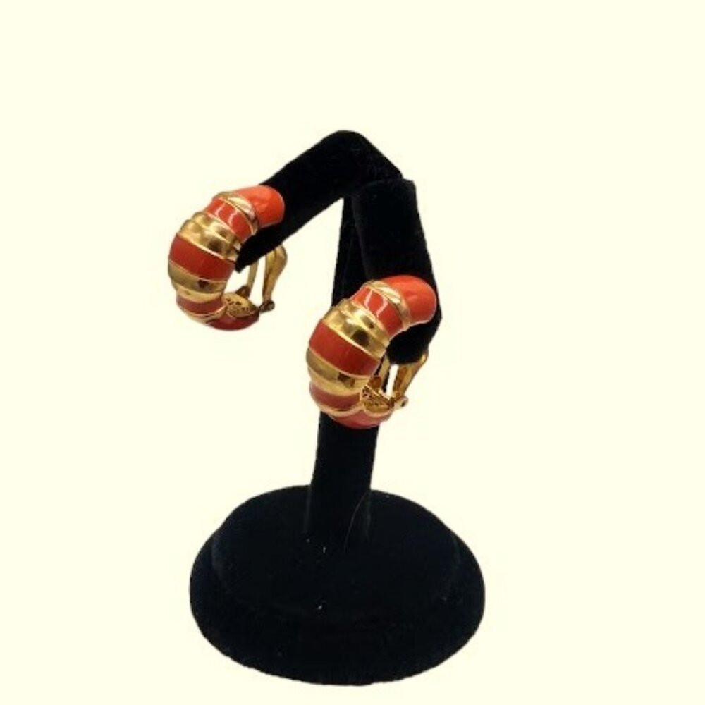 Couture gold plated enamel  ear clips Christina Sabatini